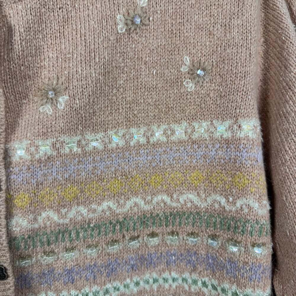 Monterey by Koret Cottagecore Cardigan Pink Knit Size Large Grandma Sweater - Picture 2 of 6